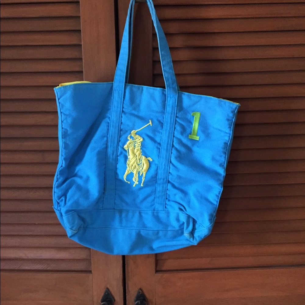 RL Blue and Yellow Linen tote